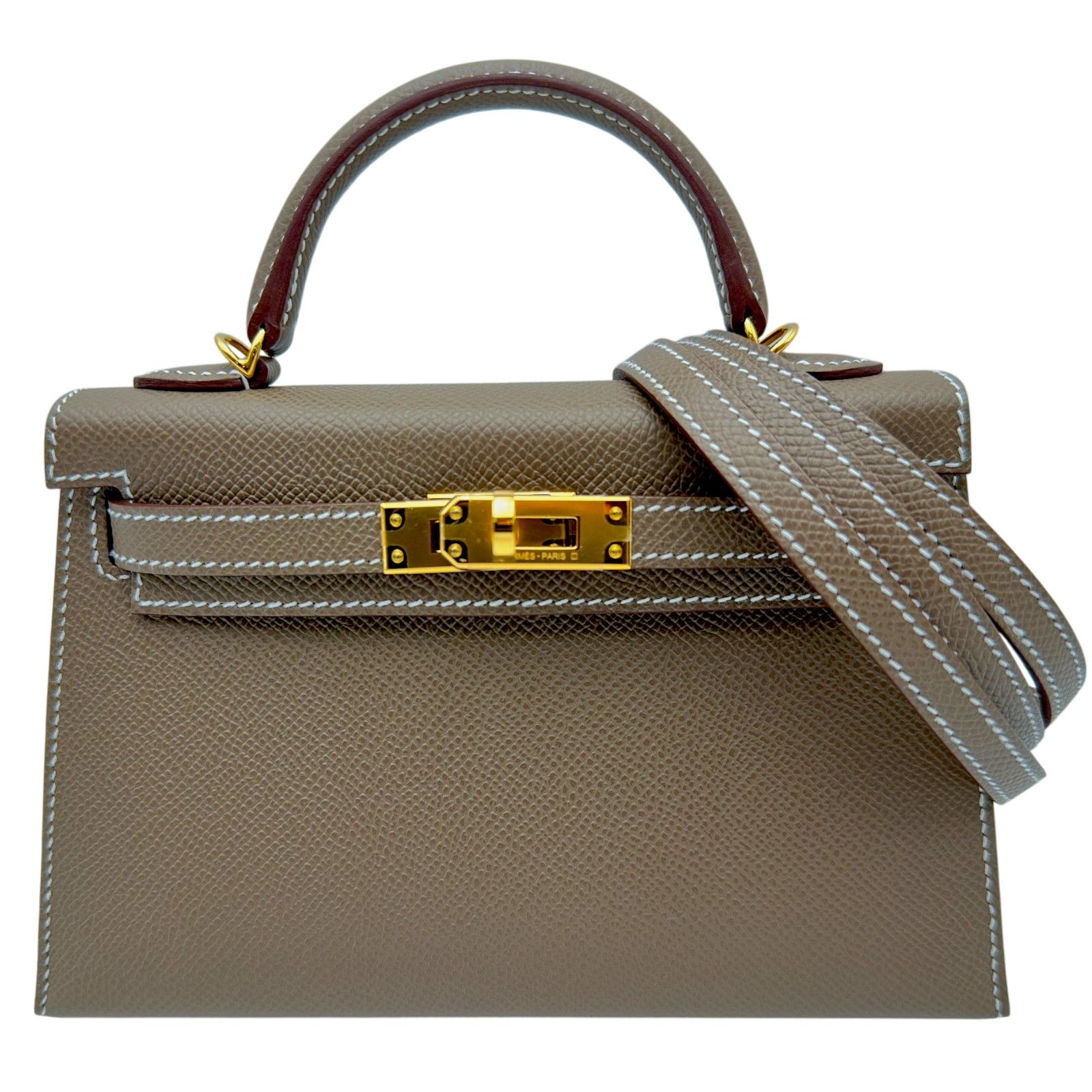 エルメス HERMES ミニケリー2 K刻 エトゥープ/ゴールド金具 エプソン レディース ショルダーバッグ