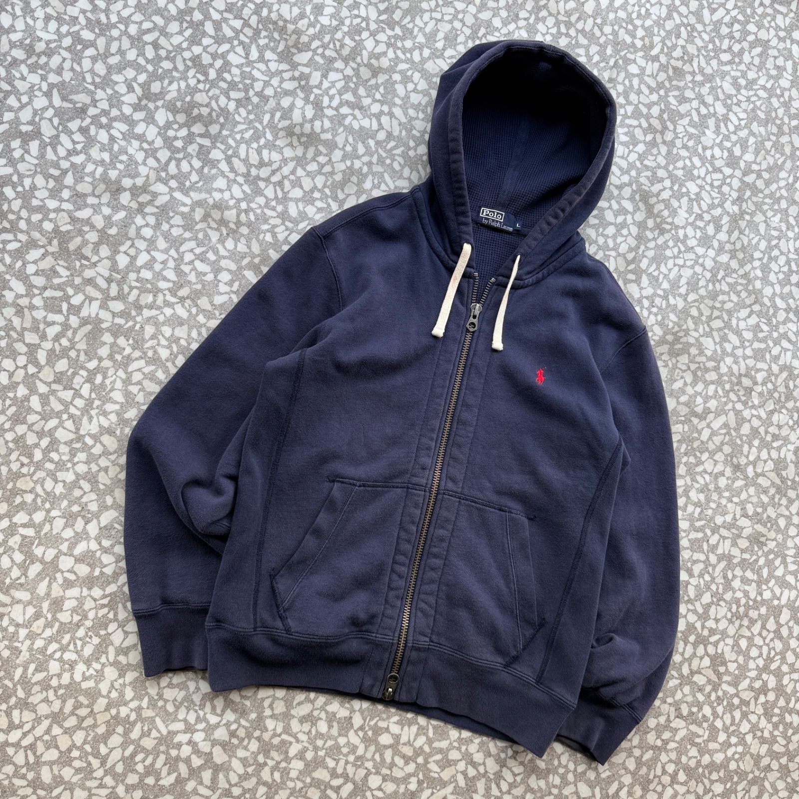 Polo By Ralph Lauren サーマル ダブルジップパーカー M Polo by Ralph Lauren / 00's- double zip hoodie sizeL ポロバイラル