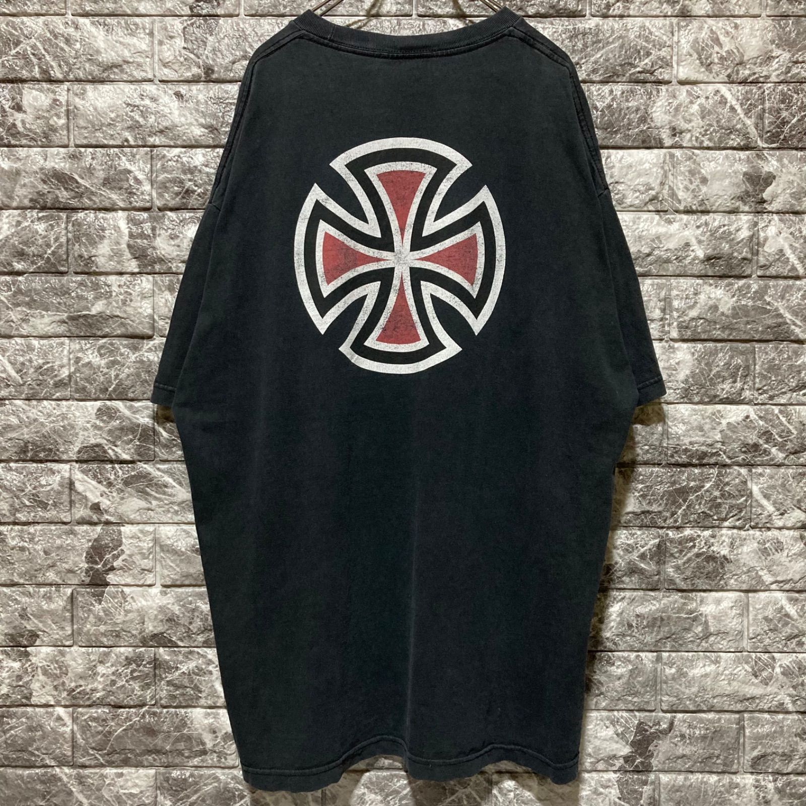 INDEPENDENT Tシャツ 2XL インディペンデント アイアンクロス スケーター BLACK 黒 鬼フェード フェード