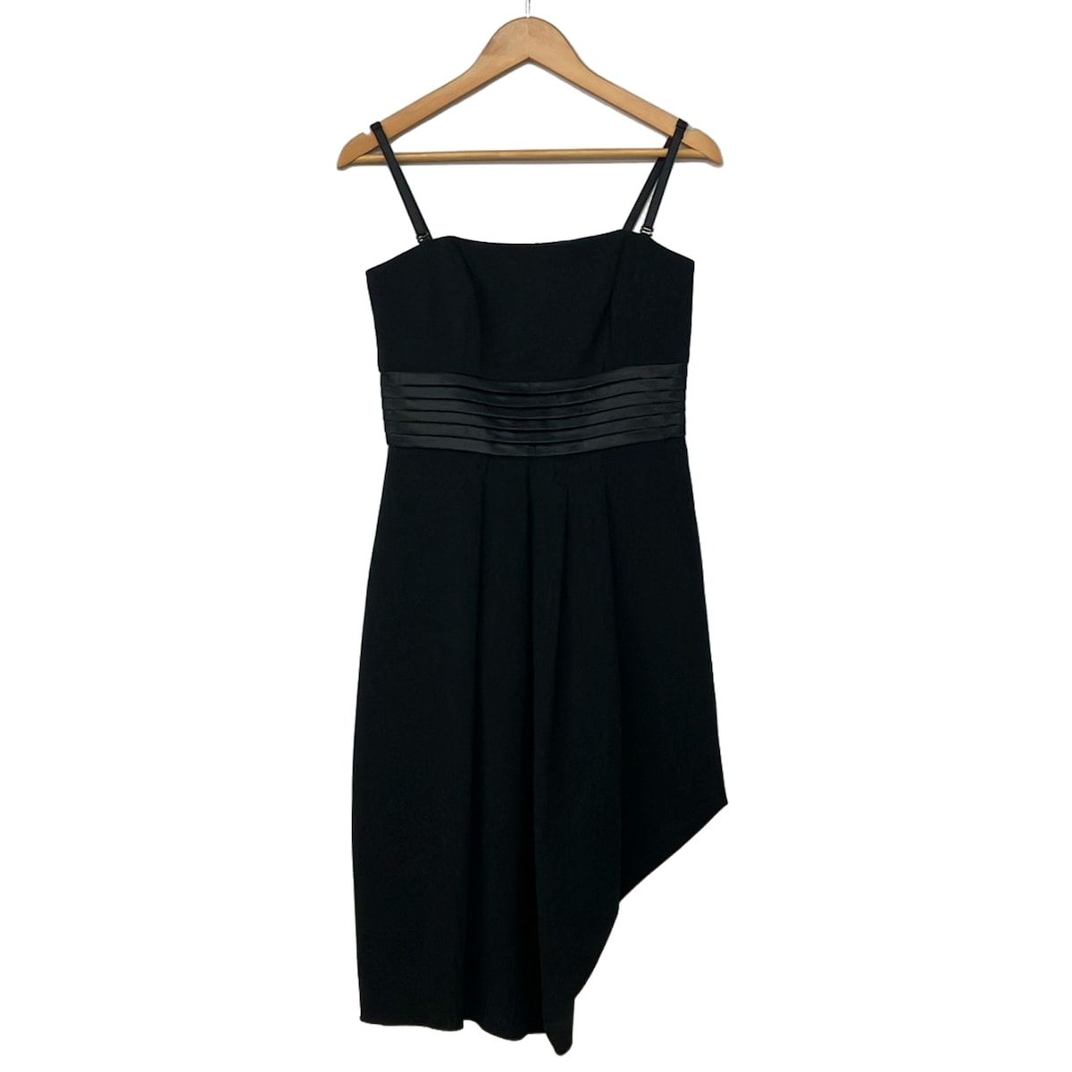 SPORTMAX(スポーツマックス) ワンピース サイズ42 L レディース美品 - 黒 キャミワンピ/ひざ丈/変形デザイン/プリーツ