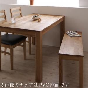 ダイニングセット(テーブル&ベンチ チェア) 総無垢材ワイドダイニング 4人 4点セット(テーブル+チェア2脚+ベンチ1脚) オーク 板座 W160