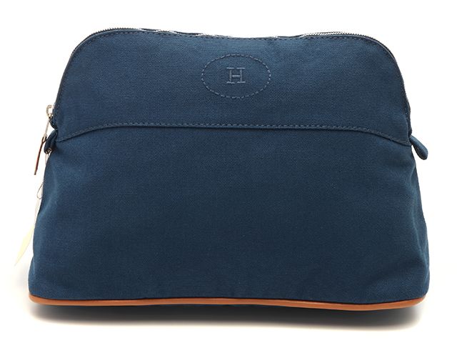 HERMES エルメス ポーチ ボリードポーチミニ ブルーインディゴ/SV ｻｲﾌ･小物 101633M-04 ポーチ キャンバス/カーフ ブルーインディゴ ユニセックス【中古】433