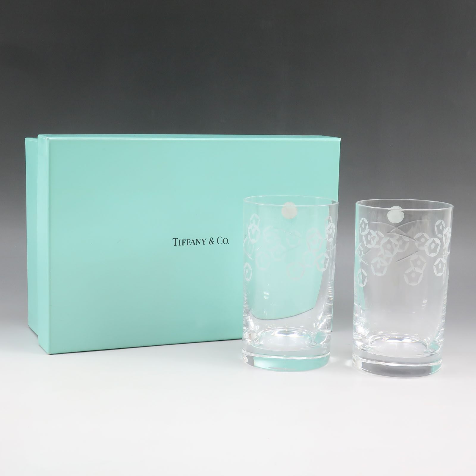 ティファニー　ペアグラス　新品未使用 TIFFANY&Co.】ティファニー ペアグラス アサガオ 花柄 未使用 _ グラス