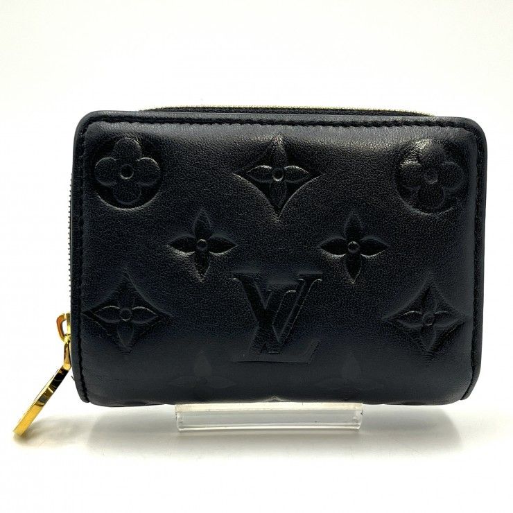 LOUIS VUITTON（ルイヴィトン）モノグラム・アンプラント ポルトフォイユ・クレア 二つ折り財布 コンパクトウォレット ブラック ゴールド金具 RFID【中古】