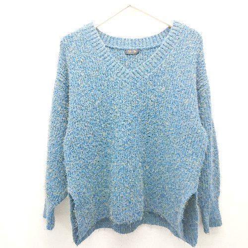 ◇ TipTop ティップトップ Vネック オーバーサイズ 長袖 ニット サイズF ブルー系 レディース E 【1308290049365】