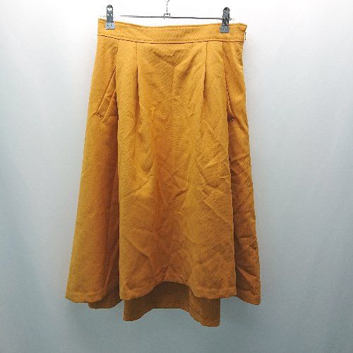 ◇ NATURAL BEAUTY サイドジップ 裏地付き テールカット ひざ丈 タックプリーツ スカート サイズ38 オレンジ レディース E 【1308290054383】