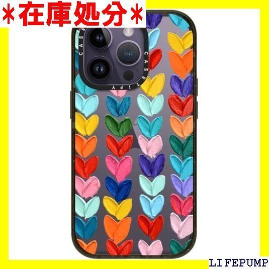 CASETiFY インパクト iPhone 14 Pro ケース MIL規格準拠 4x MIL-STD-810G /2.5mからの落下試験をクリア - Clear Polka Daub Hearts - グロッシー ブラック 603