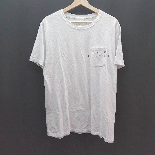 ◇ QUIKSILVER クイックシルバー ラウンドネック 胸ポケット シンプル 半袖 Tシャツ サイズXL ホワイト レディース E 【1308290054758】