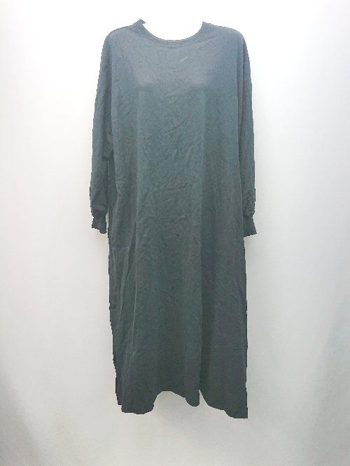 ◇ Samansa Mos2 blue ハーフボタン　カジュアル シンプル 長袖 ロング丈 ワンピース サイズF ブラック レディース E 【1308290055595】