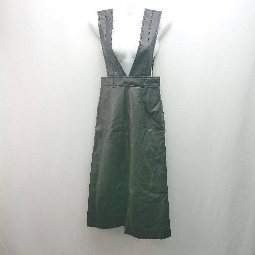 ◇ MOUSSY マウジー レザー系 肩紐着脱可能 裏地あり ロング丈 ワンピース サイズ0 ブラック系 レディース E 【1308290055557】