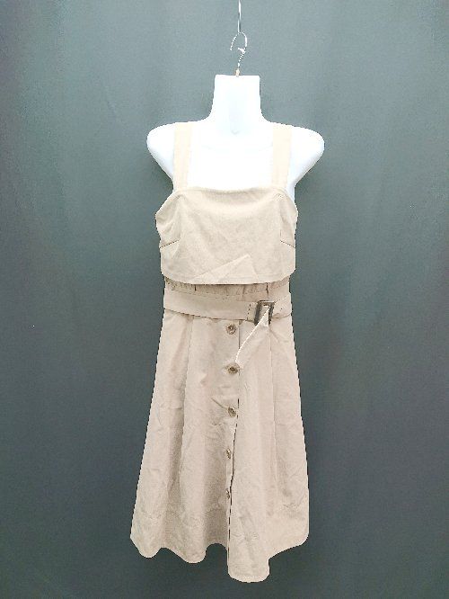 ◇ ◎ JILL STUART ジル スチュアート 無地 バックファスナー フレア ロング ワンピース サイズM ベージュ レディース E 【1308290066003】