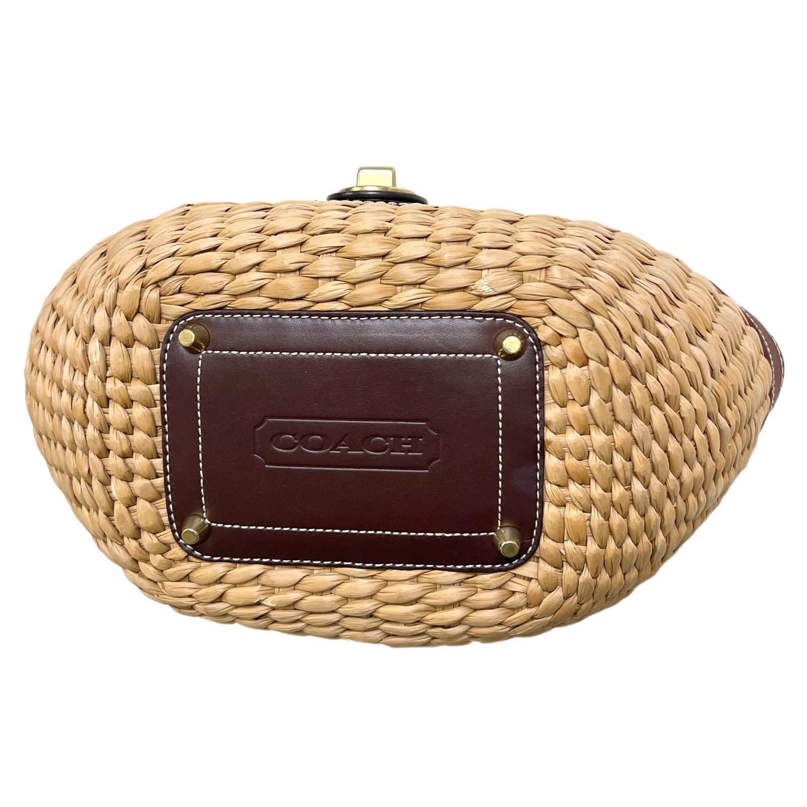 COACH コーチ バッグ 10728 ラフィア カゴ レザー ストロー バスケット
