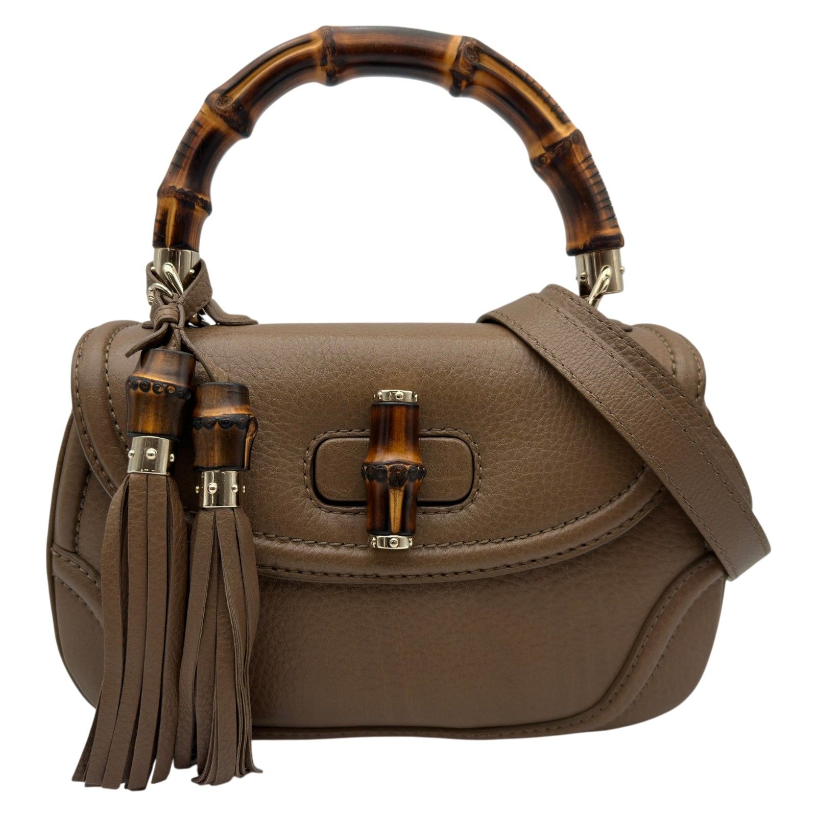 グッチ GUCCI ニューバンブーハンドバッグ 254884 ブラウン レザー