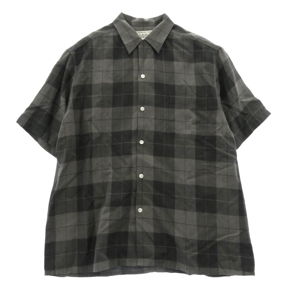 WACKO MARIA ワコマリア OMBRE CHECK OPEN COLLAR SHIRT オンブレチェック 半袖 シャツ グレー系 ブラック系 XL【中古】