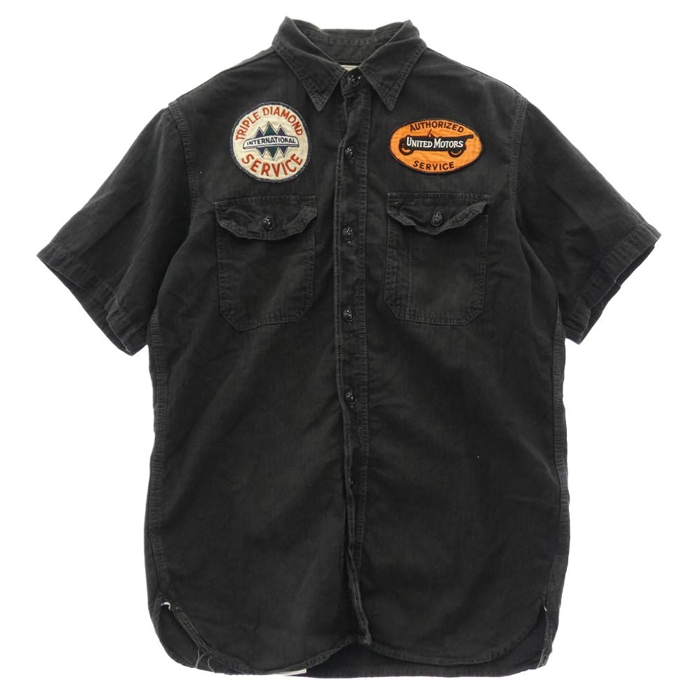 The REAL McCOY'S ザリアルマッコイズ JOE McCOY 8 HOUR UNION ワッペン付き 半袖 ワークシャツ 黒系 ブラック系 15【中古】