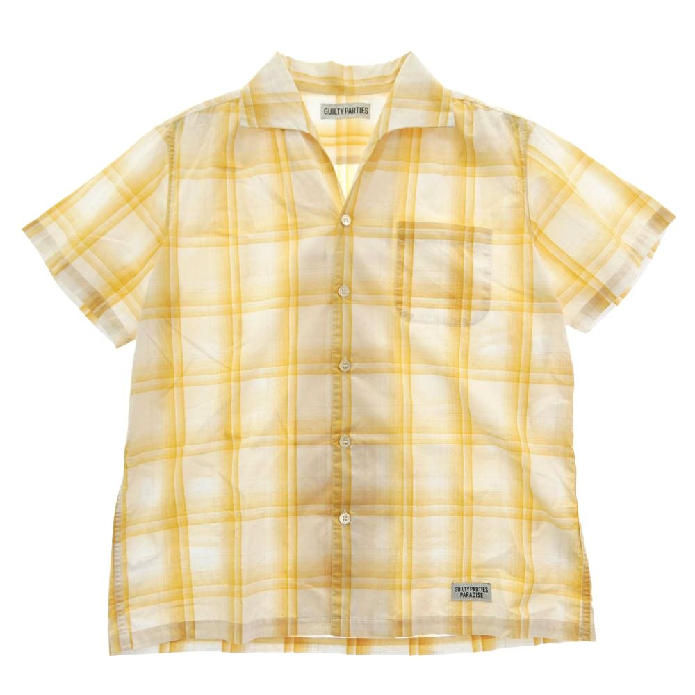 WACKO MARIA ワコマリア オンブレ チェック オープンカラーシャツ 半袖シャツ イエロー系 ホワイト系 M【中古】