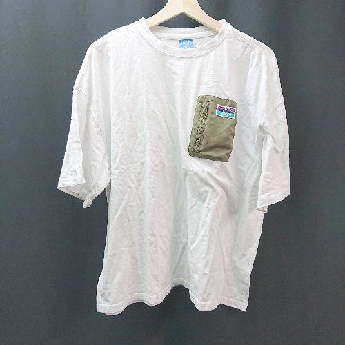 ◇ OUTDOOR カジュアル レジャー シンプル 胸ポケット 半袖 Tシャツ サイズLL ホワイト メンズ E 【1309040018808】