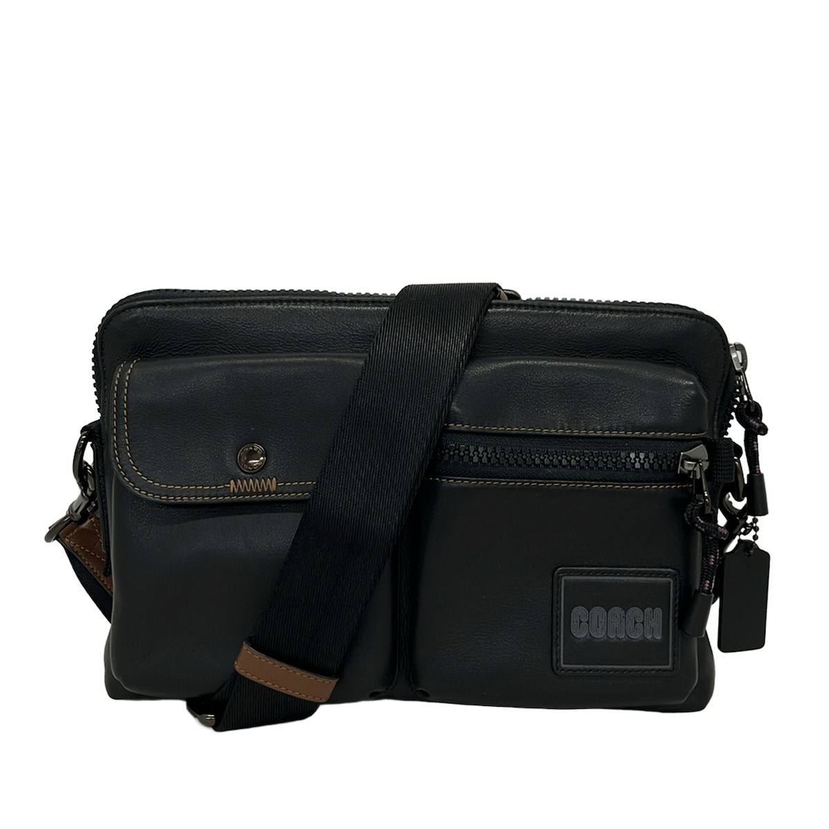 COACH(コーチ) ショルダーバッグ - 93818 黒 ストラップ着脱可 レザー