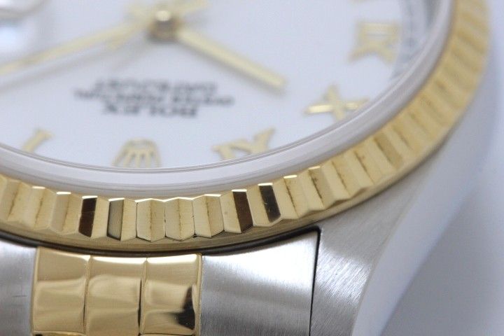 ROLEX ロレックス デイトジャスト36 16233 腕時計 ウォッチ YG イエローゴールド SS ステンレススチール 自動巻き U番 ホワイトローマ文字盤 メンズ【中古】460