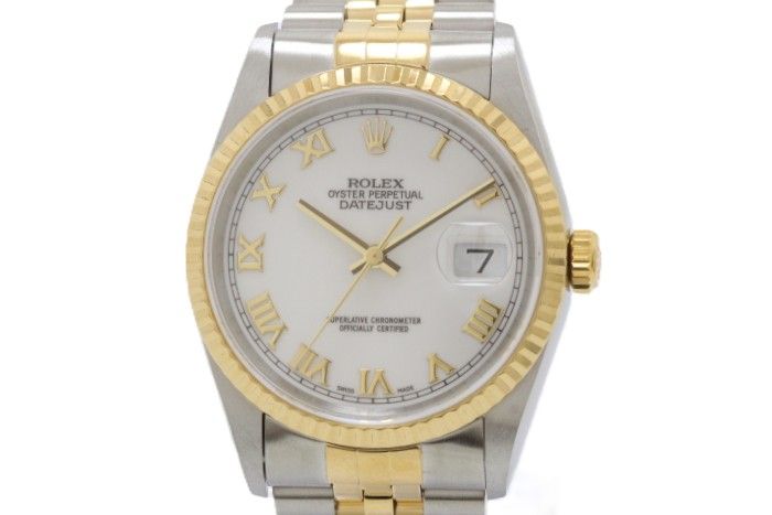 ROLEX ロレックス デイトジャスト36 16233 腕時計 ウォッチ YG イエローゴールド SS ステンレススチール 自動巻き U番 ホワイトローマ文字盤 メンズ【中古】460