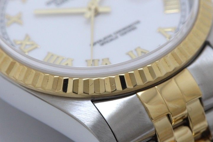 ROLEX ロレックス デイトジャスト36 16233 腕時計 ウォッチ YG イエローゴールド SS ステンレススチール 自動巻き U番 ホワイトローマ文字盤 メンズ【中古】460
