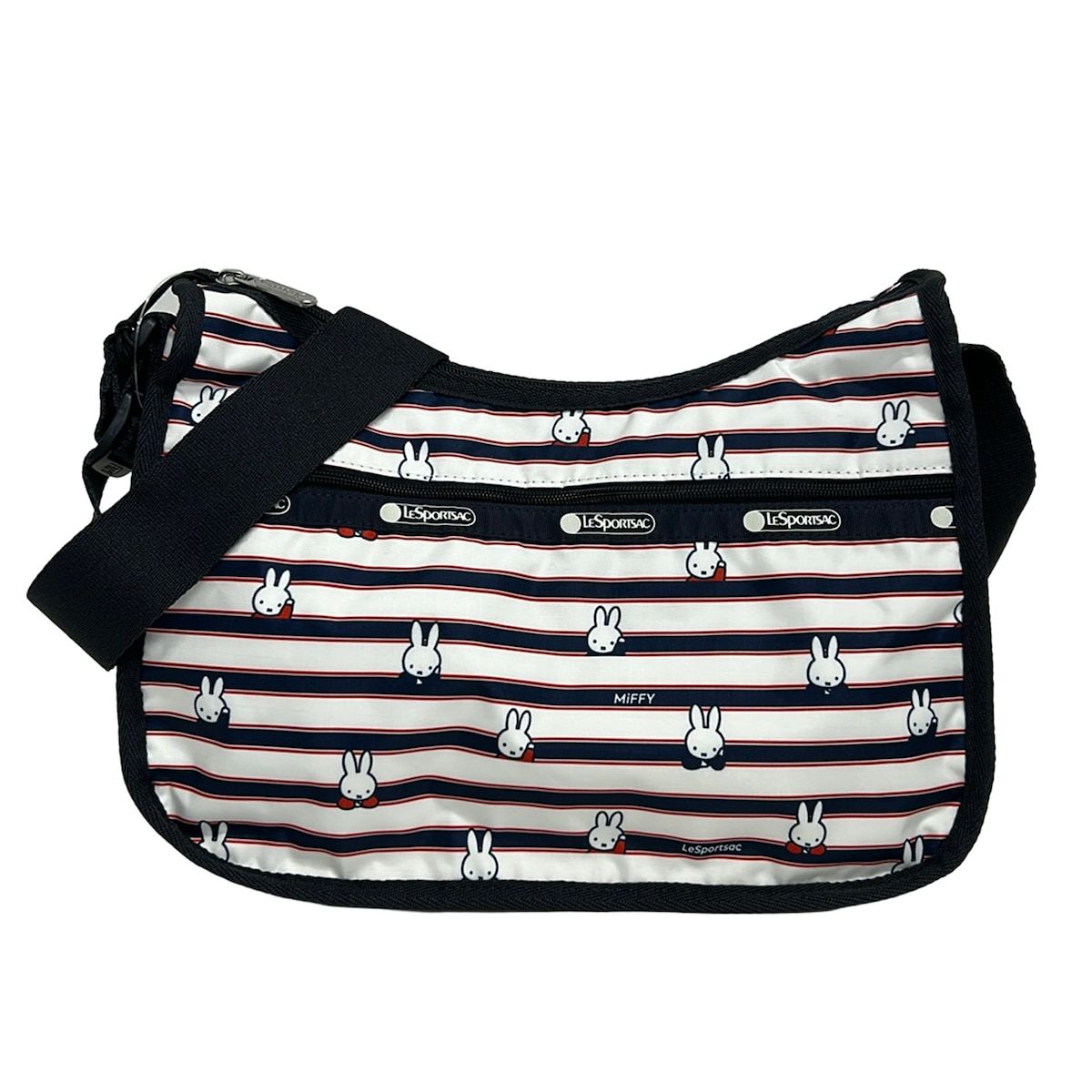LESPORTSAC(レスポートサック) ショルダーバッグ新品同様 - 白×ダークネイビー×レッド ボーダー/ミッフィー/Dick Brunaコラボ
