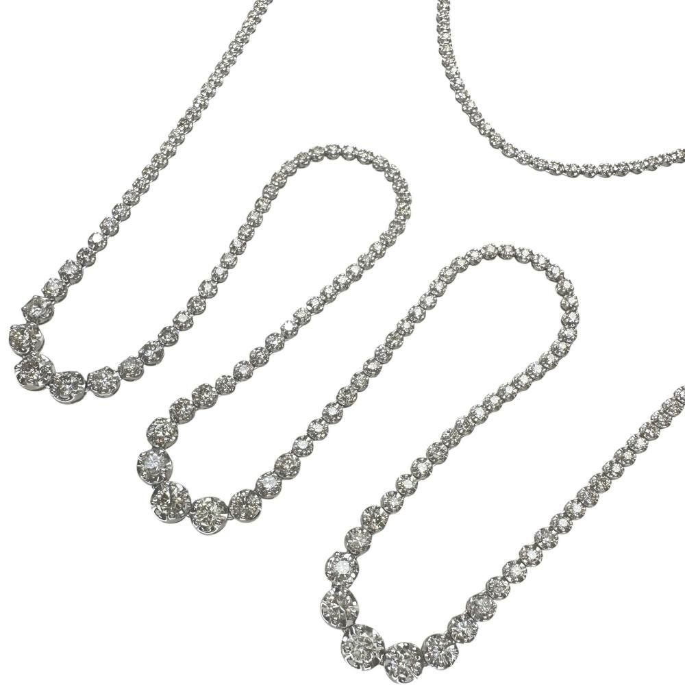 テニス ロング ダイヤモンド 10.00ct ネックレス Pt850プラチナ 29.2g 内周80cm レディース 【中古】【真子質店】【NN】