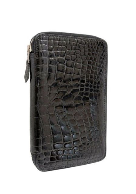 エルメス アジェンダジップ クロコダイル アリゲーター 手帳カバー ブラック ラウンドファスナー 財布 アジェンダ 黒 ワニ革 S刻 メンズ レディース HERMES