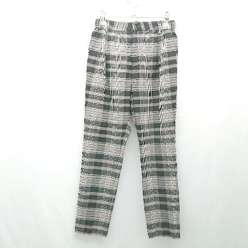 ◇ AZUL BY MOUSSY サイドウエストゴム チェック柄 ファスナー テーパードパンツ サイズM ブラック グレー レディース E 【1309040032637】