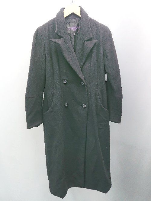 ◇ RUIRUE BOUTIQUE ウール混合生地 冬物 シンプル 大人っぽい 無地 長袖 コート サイズL ブラック レディース E 【1309040035515】