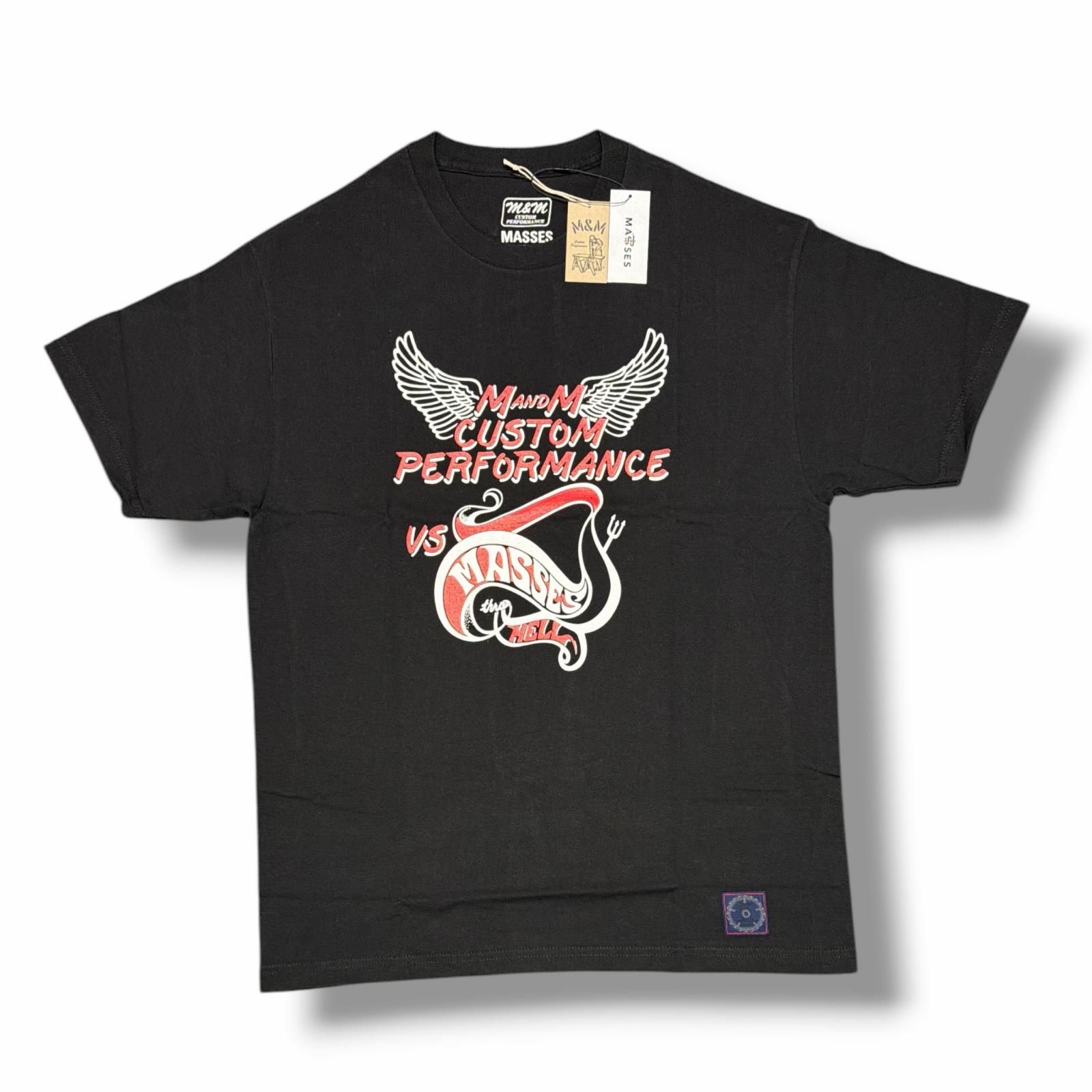 参考上代13200円 未使用 MASSES × M&M T-SHIRT HELL Tシャツ ヘル 半袖カットソー コラボ マシス × エムアンドエム ブラック M （10697M）
