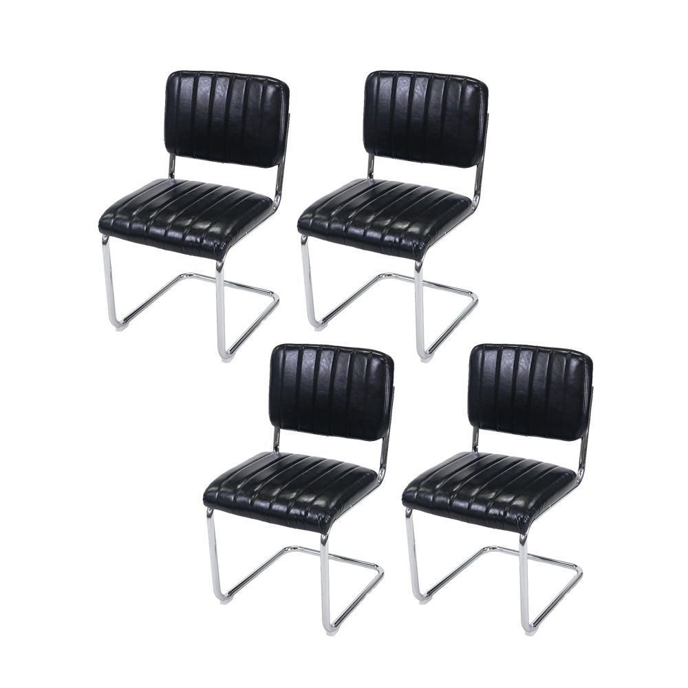 カンティレバーチェア カンチレバーチェア ダイニングチェア チェスカチェア レザー スチール脚 4脚 北欧 シンプル モダン アジアン インテリア おしゃれ 組立 椅子 イス チェア 木製 dchd88 (4, ブラック, ストライプ柄PUレザー×肘掛なし)