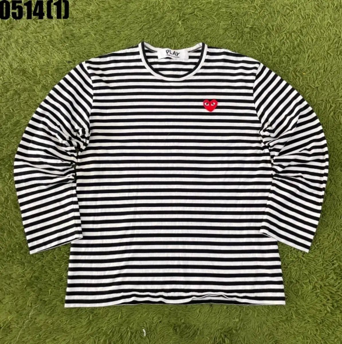 コム・デ・ギャルソン ストライプ 長袖Tシャツ ブラック 白 XL