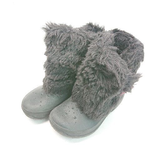 ■ crocs クロックス カジュアル ボア 冬用 ウィンター 防寒 ショート ブーツ 表記なし ブラック レディース E 【1309040082939】
