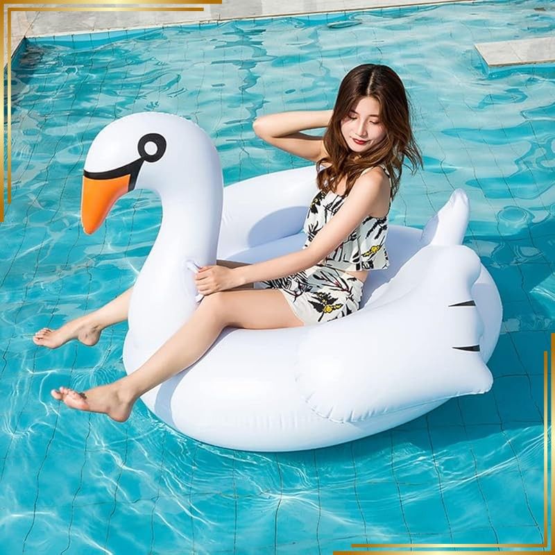 【新品】 JunyueLiang 浮き輪 大きい 白鳥 フロート プール 可愛い うきわ ボート スワン おしゃれ 大人用 子供用 強い浮力 水遊び 浮具 折りたたみ スイムリング 誕生日プレゼント プールパーティー 暑さ対策 (白鳥-150cm) 0