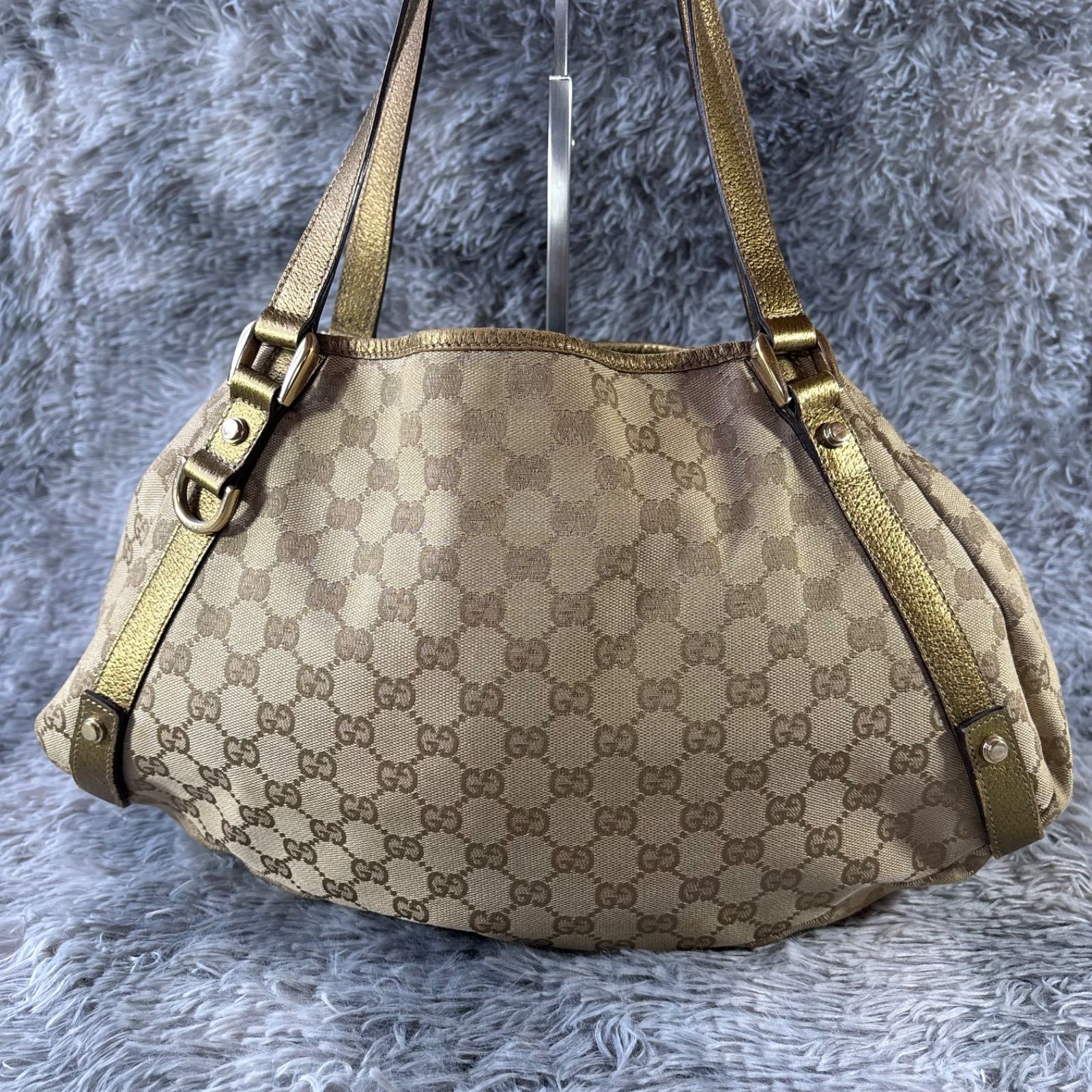 GUCCI グッチ GGキャンバス HAWAII EXCLUSIVE 2007 トートバッグ ショルダーバッグ ショルダートート レザー カーキベージュ ゴールド 金 　YS26E-045 25,560円