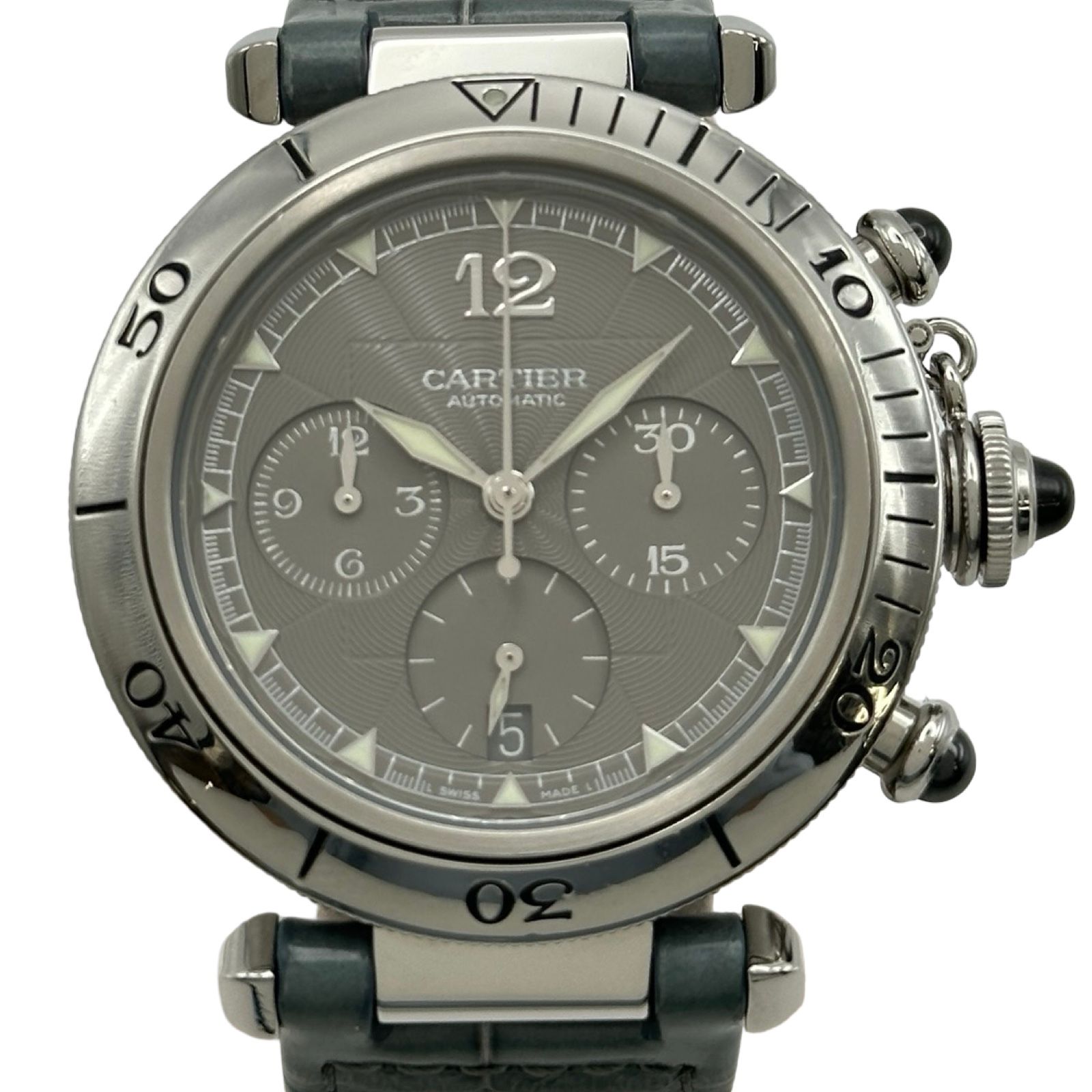 カルティエ Cartier パシャ38mm クロノグラフ2004年クリスマス限定モデル W3107355 グレー ステンレススチール 自動巻き メンズ 腕時計