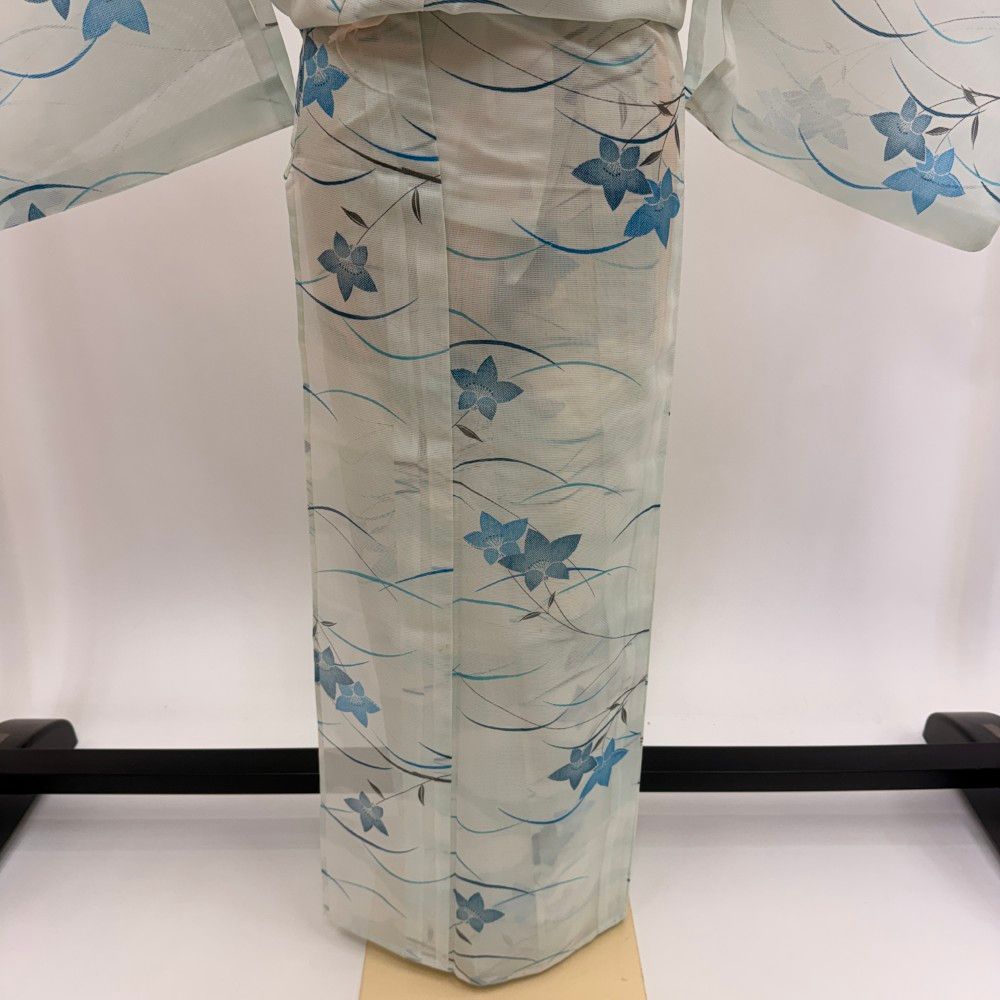 小紋 夏 絽 夏用 洗える着物 裄64.4cm 身丈160.8cm お洒落着 普段着