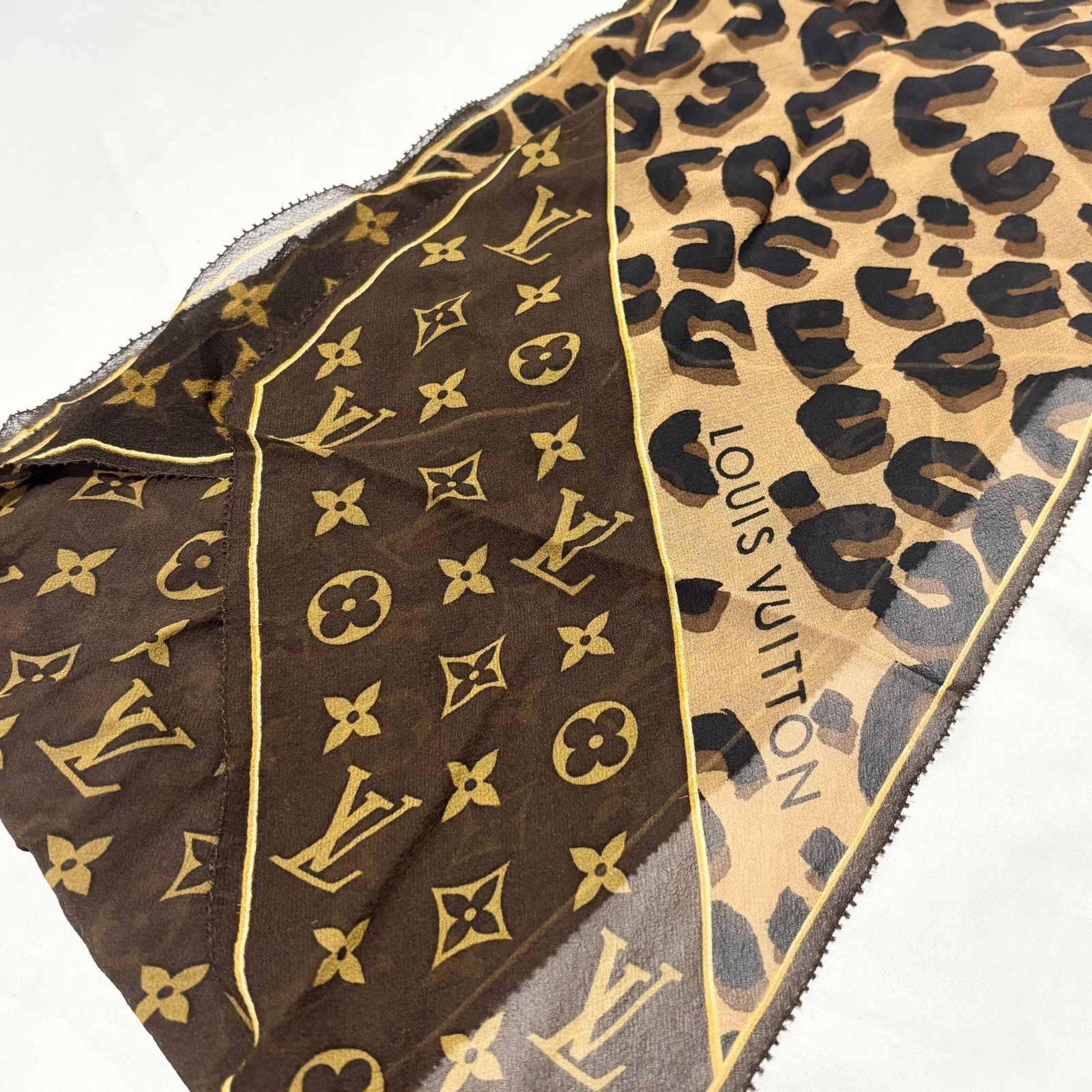 Louis Vuitton レオパード柄モノグラムスカーフ　ショール 送料無料】Louis Vuitton/ルイヴィトン/スカーフ/ストール/ショール