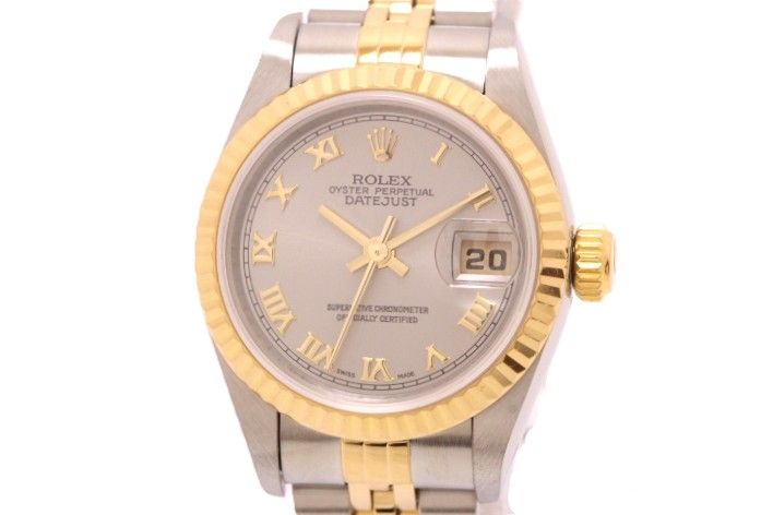 ROLEX ロレックス デイトジャスト26 79173 腕時計 ウォッチ K18YG イエローゴールド SS ステンレススチール Y番 自動巻き グレーローマ文字盤 レディース【中古】460