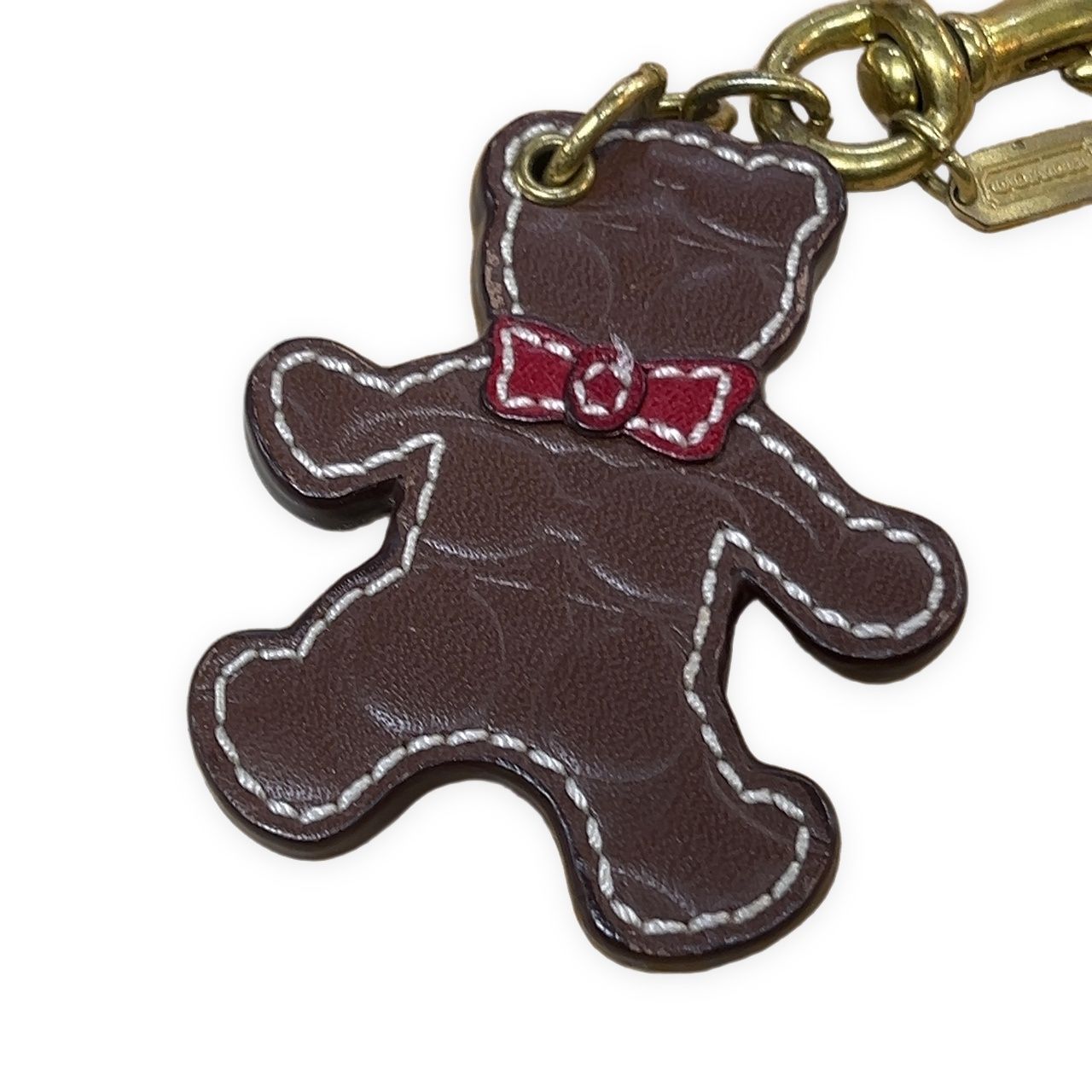 COACH コーチ キーホルダー キーリング チャーム レザー シグネチャー 熊 ベア ゴールド金具 バッグチャーム レディース