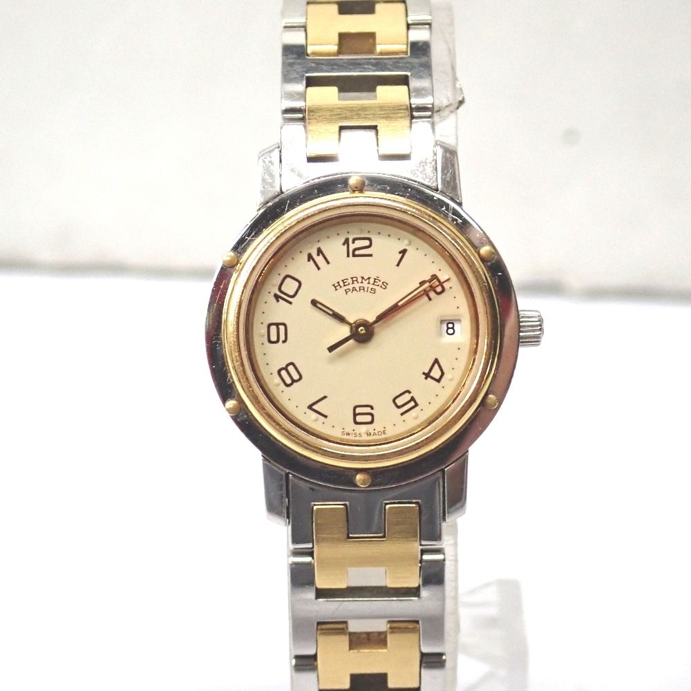 Ft1343591 エルメス 腕時計 クォーツ クリッパー ゴールド系文字盤 レディース HERMES 中古