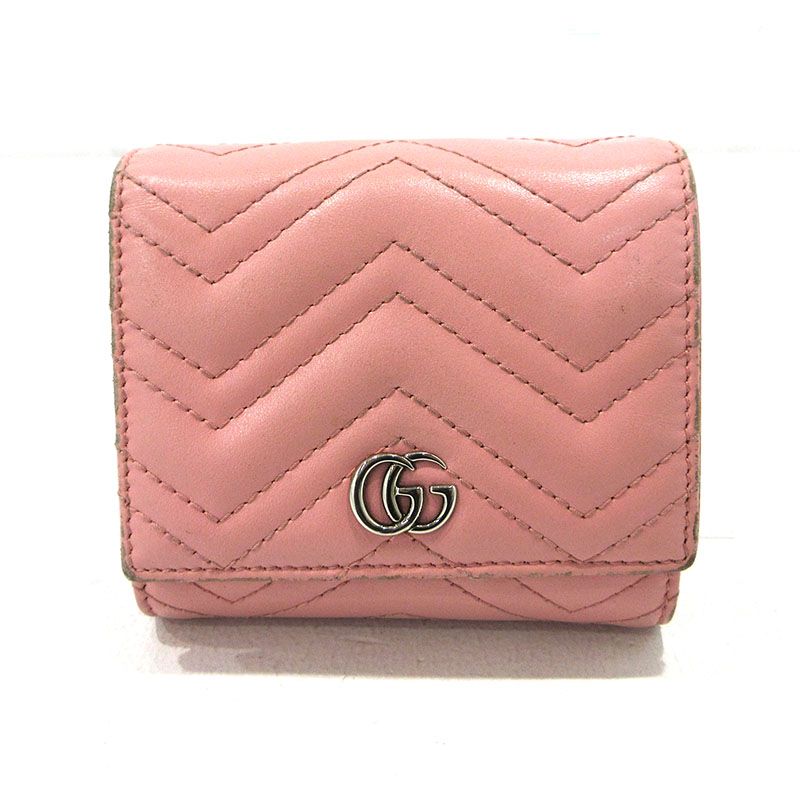 【三重本店】 中古 GUCCI | グッチ 二つ折り財布 598629 GGマーモント ピンク 【125】