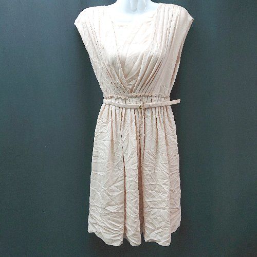 ◇ ◎ couture maison Uネック 裏地 バックジップ ノースリーブ ショート丈 ワンピース サイズF ベージュ レディース E 【1309250037293】 7,727円