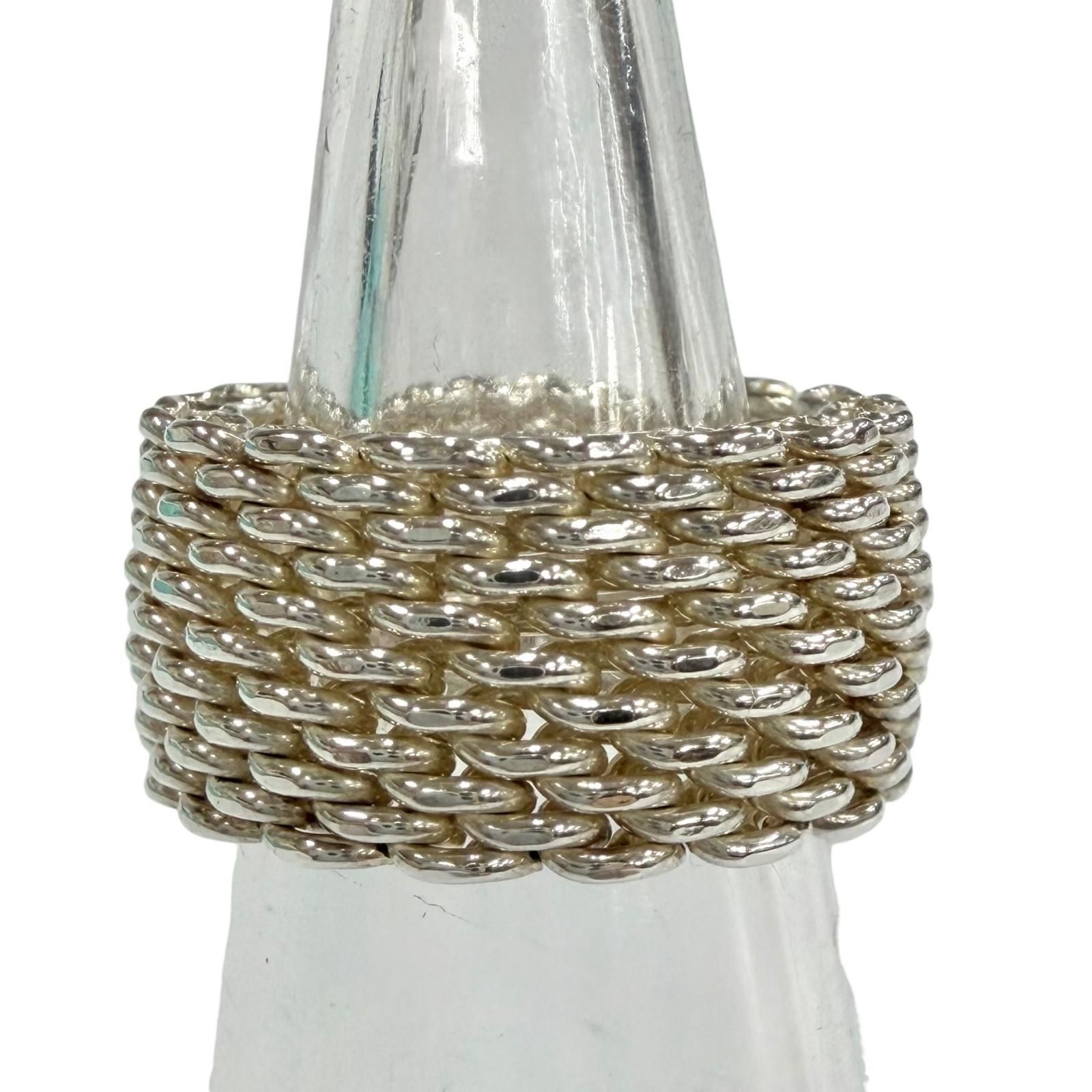 極美品◇TIFFANY&Co. ティファニー サマセット リング SV925 メッシュ 指輪 シルバー JP7号相当 重量7.58g レディース 箱・保存袋付き