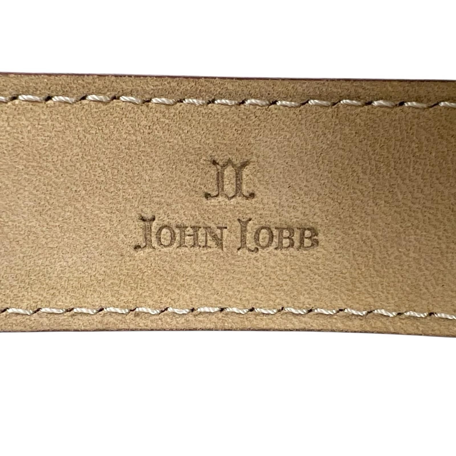 美品△John Lobb ジョンロブ ピンバックル レザー ベルト ブラウン
