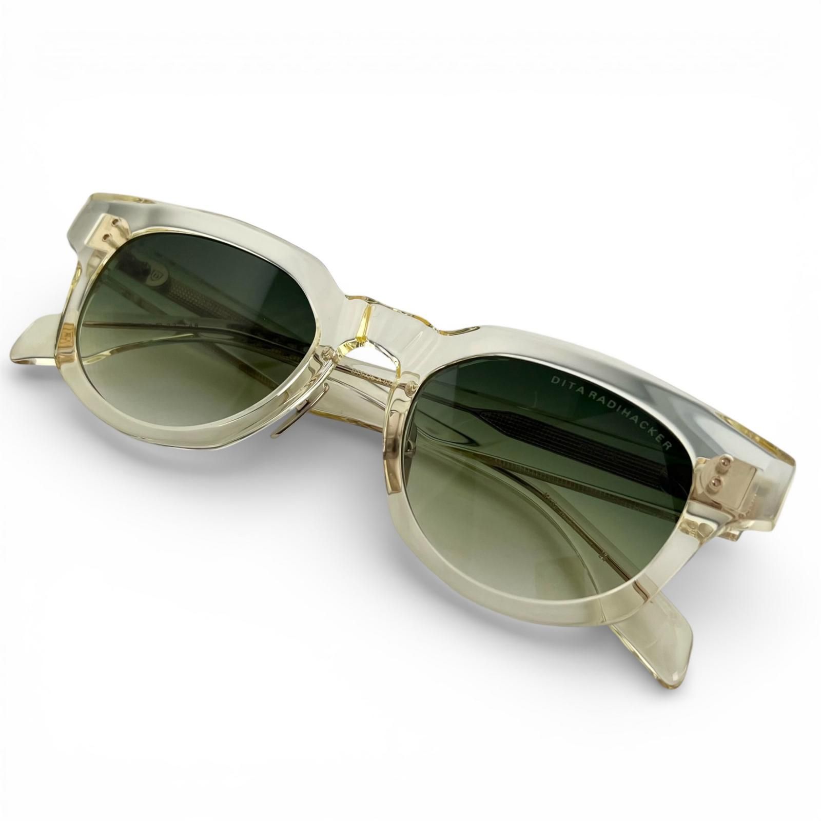 美品▲DITA ディータ DTS726-A RADHACKER レジン グリーングラデーションレンズ サングラス クリアイエロー 51⬜︎22 148 箱・ケース付き 日本製 レディース 定価102,300円