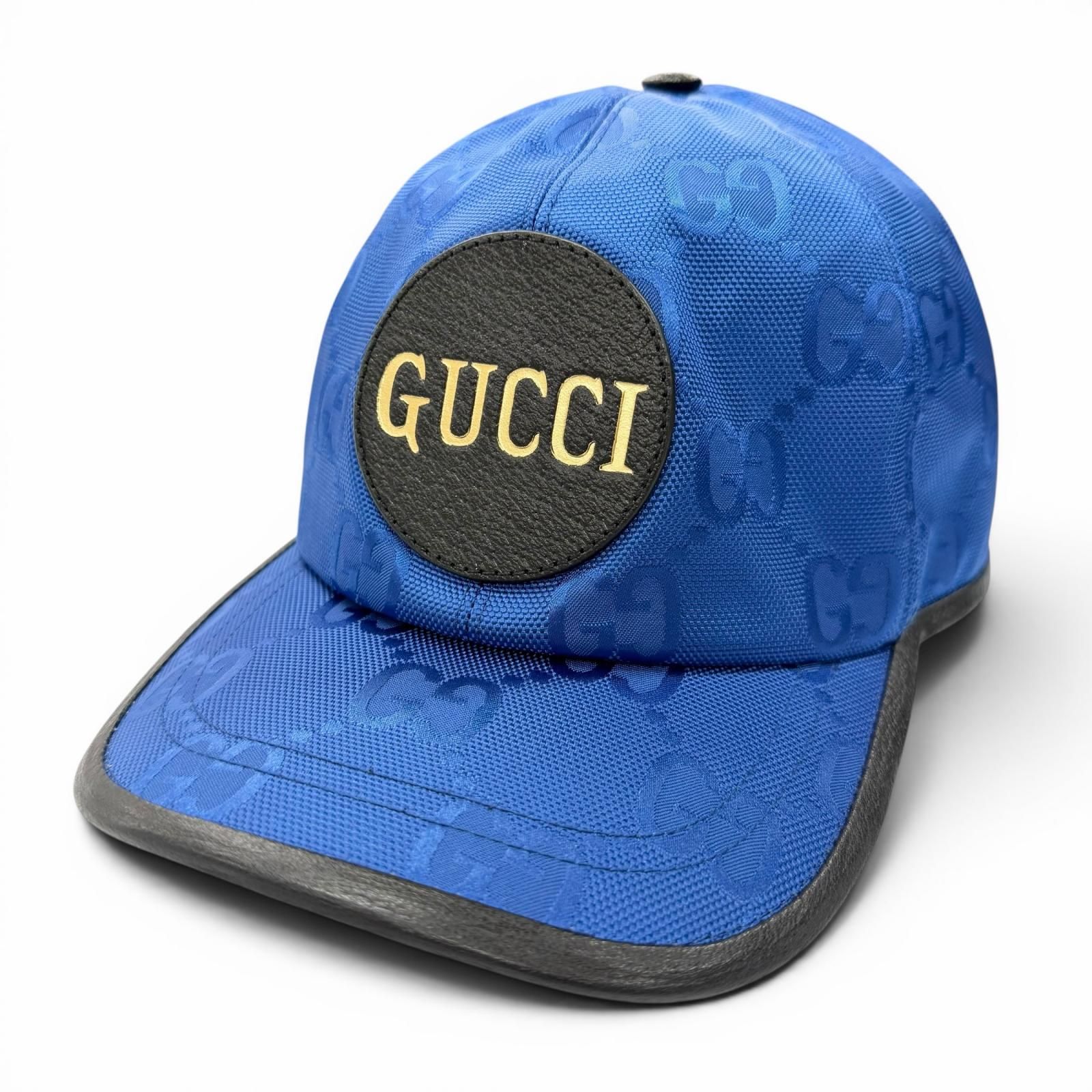 極美品▼GUCCI グッチ 627114 Gucci Off The Grid GG柄 レザー使い 帽子 ベースボール キャップ ブルー ブラック XL 60cm イタリア製 正規品 メンズ
