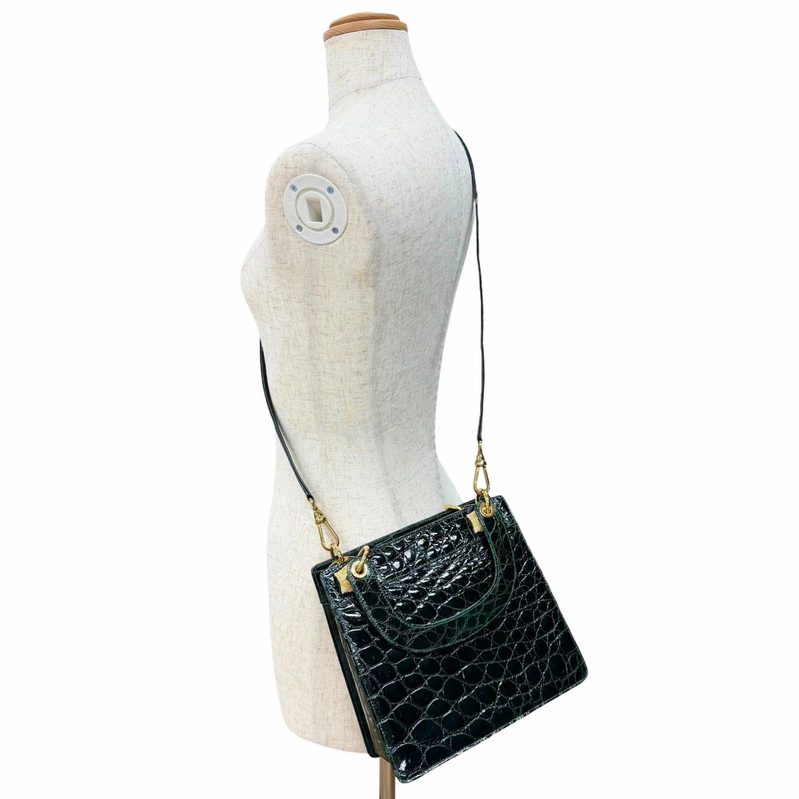 美品△COMTESSE コンテス ヴィンテージ クロコダイル 2WAY 