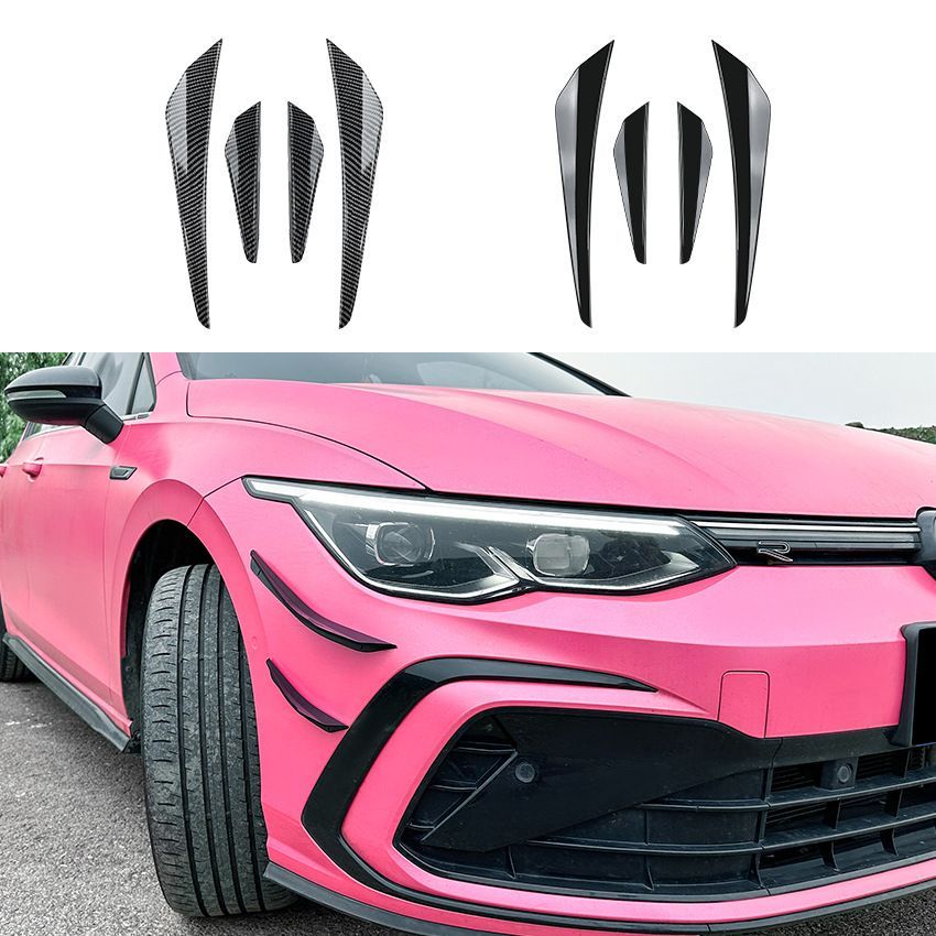 フォルクスワーゲン Golf 8 ゴルフ8 Golf MK8 Standard GTI R-Line対応 サイドフロントエアロフィン 風刀デザイン ABS製 ボディ用貼り付けパーツ ピアノブラック カーボン調 外装アクセント 立体感アップ 簡単装着
